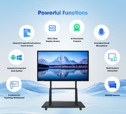 Android I5 Computer System Multi Touch 20 Points Teaching Meeting Touch Display Screen 55 75 86 98 Inch Interactive Smart Board