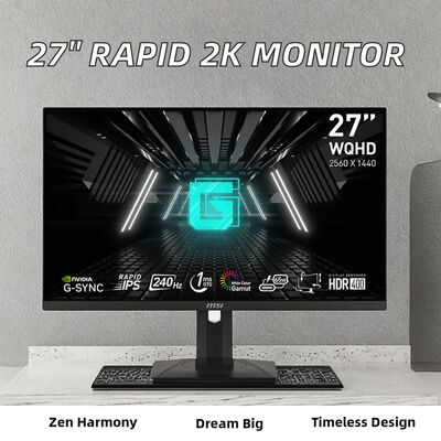 27-Inch Widescreen Gaming Monitor 2K IPS Panel 136% SRGB HD Interface 4K HDR Resolution 1080P Flat Rapid PC 240Hz 1ms