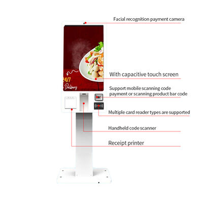 27-Inch Cafeteria Self-Service Cash Register Personal Settlement Kiosk with Capacitive Touch Screen