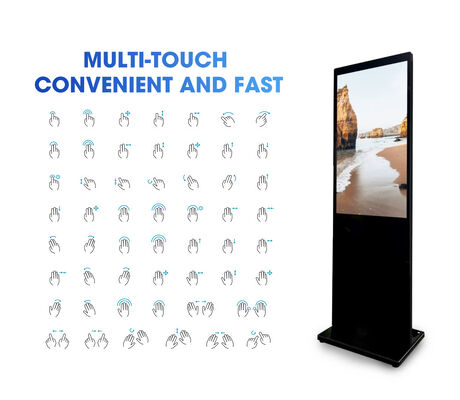 1080p HD Quality Floor Standing Vertical Digital Advertising Display Capacitive Touch Lcd Screen Monitor  With Remote Control