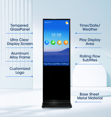 55 65 Inch Indoor Self Standing Advertising Board Lcd Touch Screen Totem Display Screen