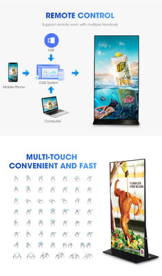 86 Inch I7 8G 256G Advertising Touch Screen Digital Signage Floor Stand Video Display Player for Indoor Shopping Mall
