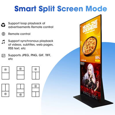 75 Inch Vertical Floor Stand Digital Signage Indoor Advertising Monitor LCD Display Video Picture Player Screen