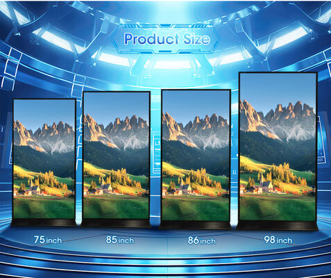 75 86 Inch Chinese Picture Videos Digital Signage Indoor Floor Stand Advertising Wifi App Control Full Screen Digital Displays
