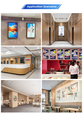 Wholesale WiFi Digital Frame Display Wood Frame Clock Function MP3 Audio Wall Mount 32 43 55 Inch Full HD Intellint Art Museum