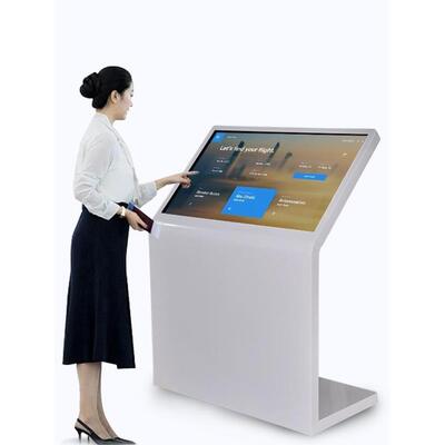 32 43 55 Inch Self-Service Advertising Kiosk L Shape Standing Interactive Touch Screen Display Digital Totem Screen for Mall