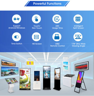 32 43 55 Inch Self-Service Advertising Kiosk L Shape Standing Interactive Touch Screen Display Digital Totem Screen for Mall