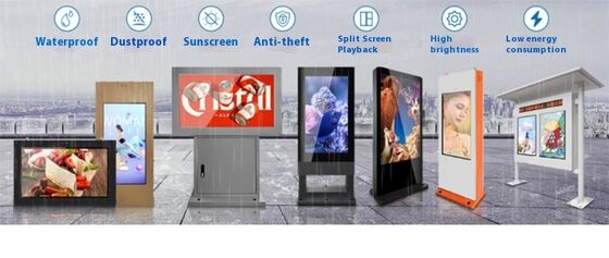 Direct Factory Sale Outdoor All-In-One Advertising Machine Black Red Frame LED Display Touch Monitor