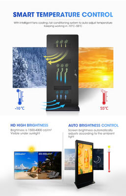65/75/86 Inch Outdoor Smart Kiosk Lcd Digital Signage Display Screen Waterproof Floor Standing Touch Screen for Advertising
