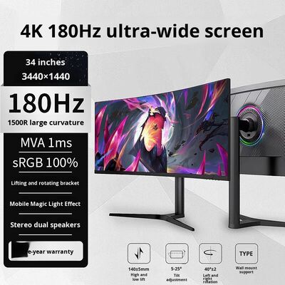 New 34/49 Inch 4K 144Hz Curved ASV Gaming Monitor with Fish Screen for Desktop Use