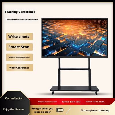 110 Inch Teaching Meeting All-in-one Machine Tablet Touch Screen Smart Annotation Electronic Whiteboard Training Display Black
